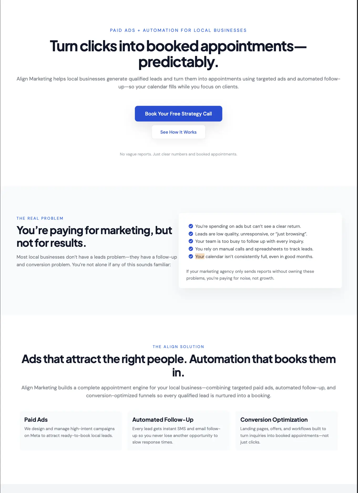 Align Marketing site before: weaker positioning and less credible brand presence