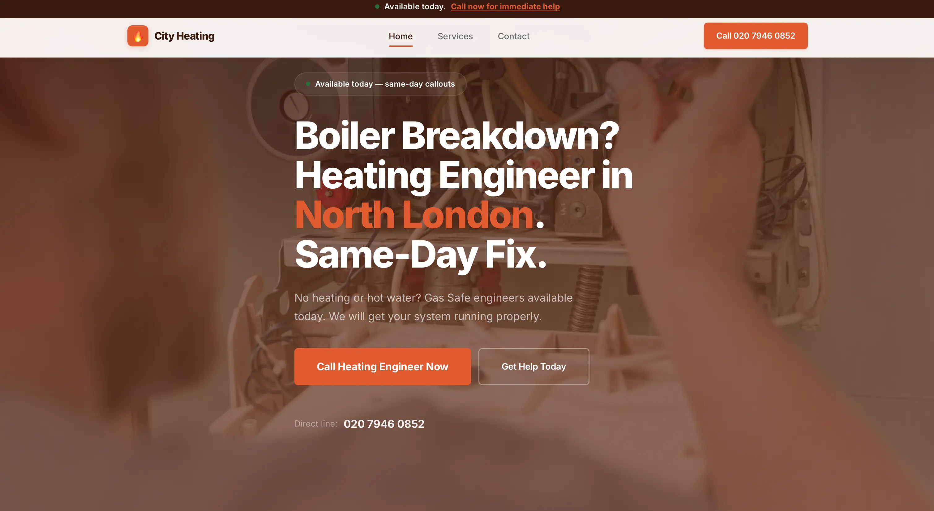 City Heating Solutions website screenshot