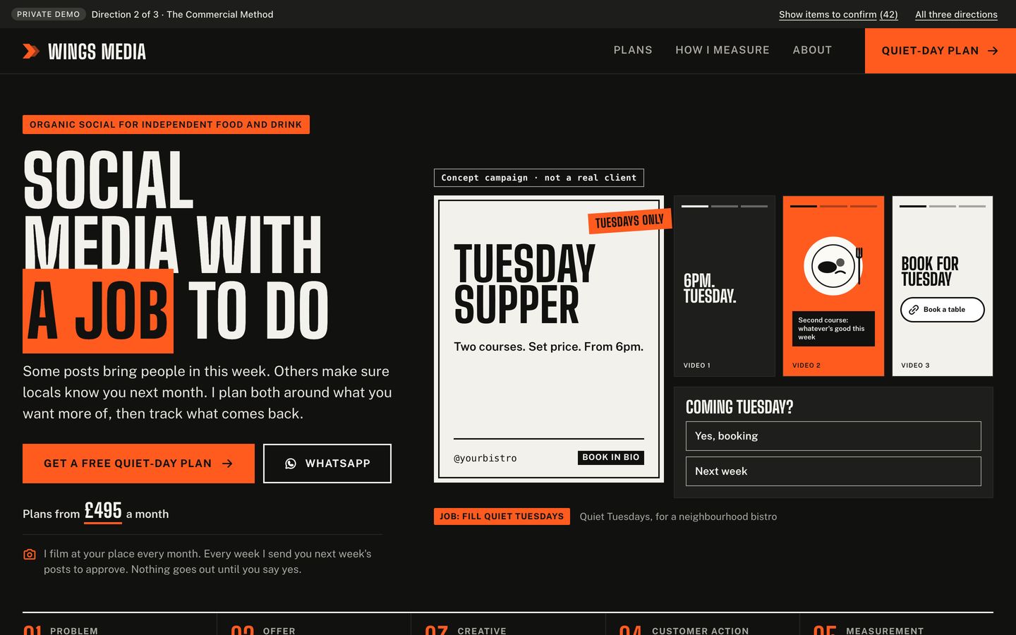 The Commercial Method: the home page's first screen on a laptop