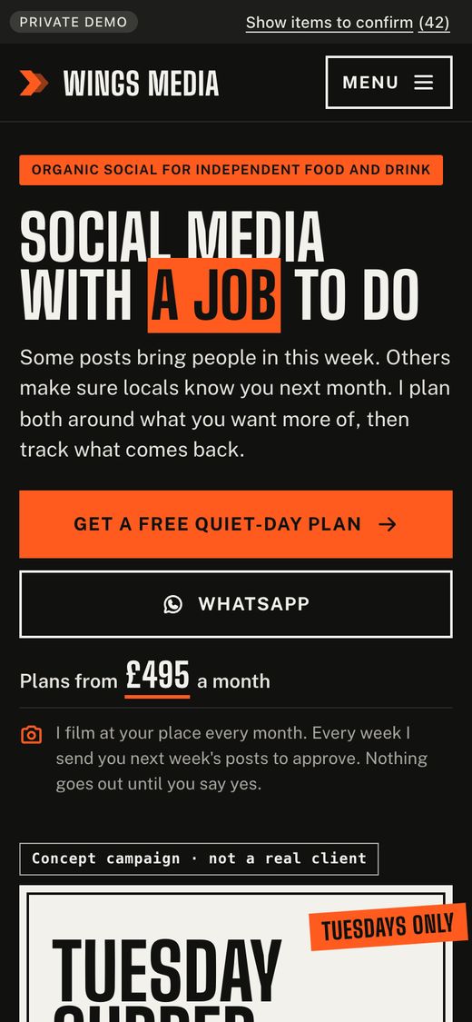 The Commercial Method: the home page's first screen on a phone