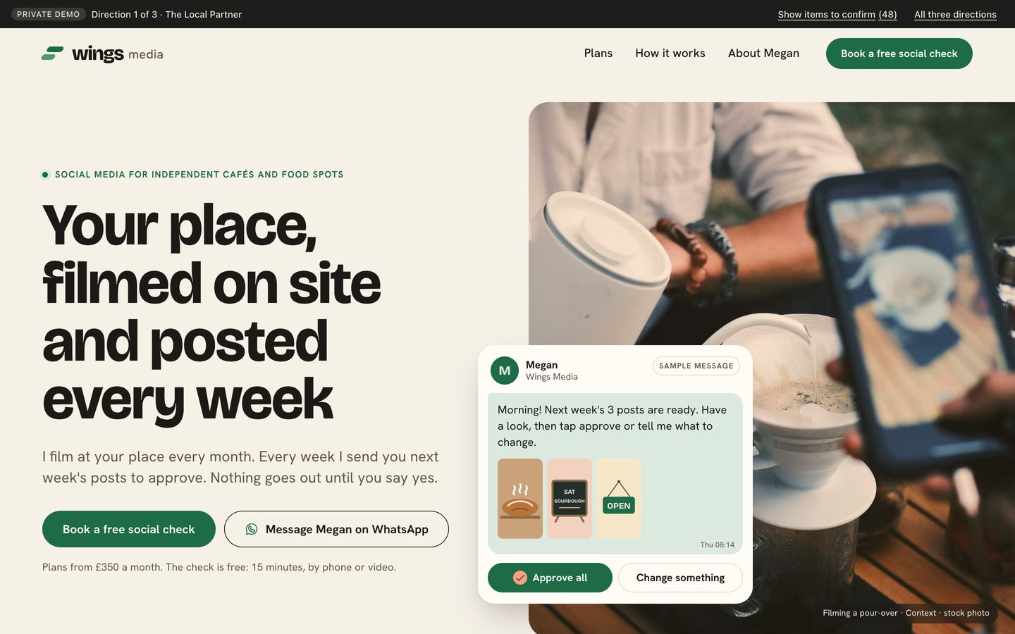 The Local Partner: the home page's first screen on a laptop